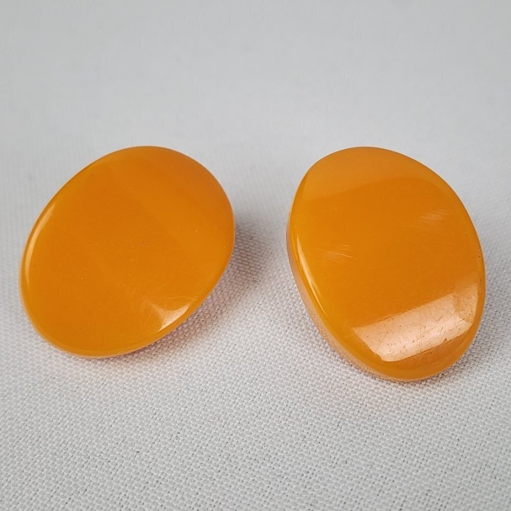 Vintage Orange Resin Clip On Earrings
